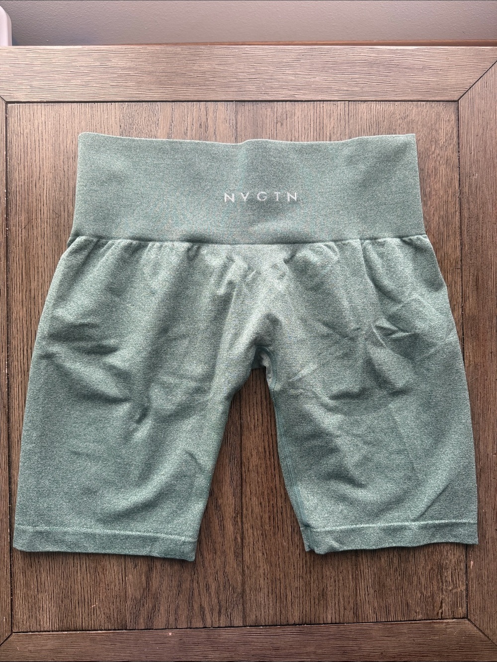 NVGTN Sage Green High-Waist Biker Shorts - Picture 2 of 6